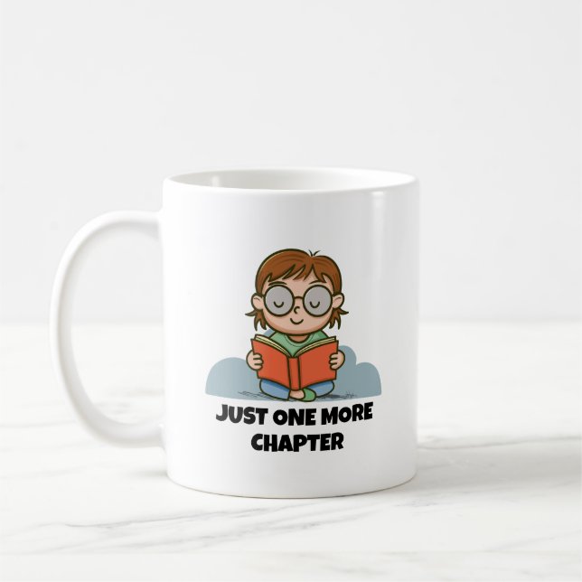 Just One More Chapter, Reading Book Worm Coffee Mug (Left)