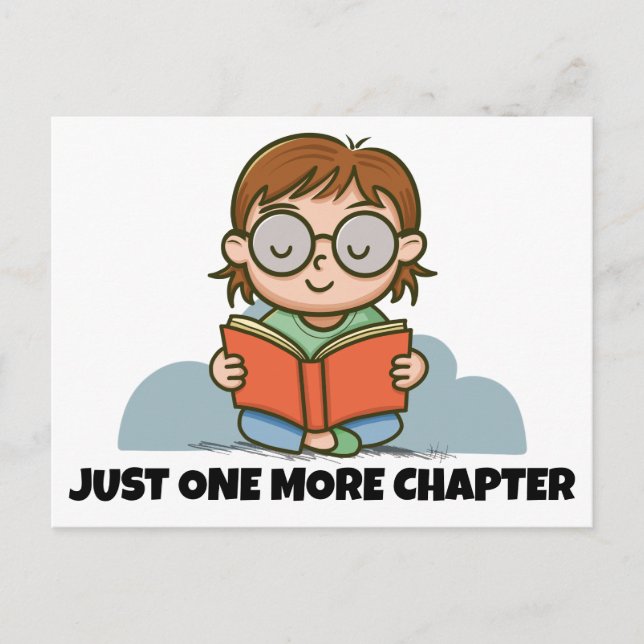 Just One More Chapter, Reading Book Worm Postcard (Front)