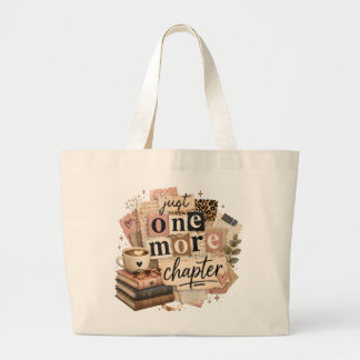 Just One more chapter retro vintage booklover quot Large Tote Bag