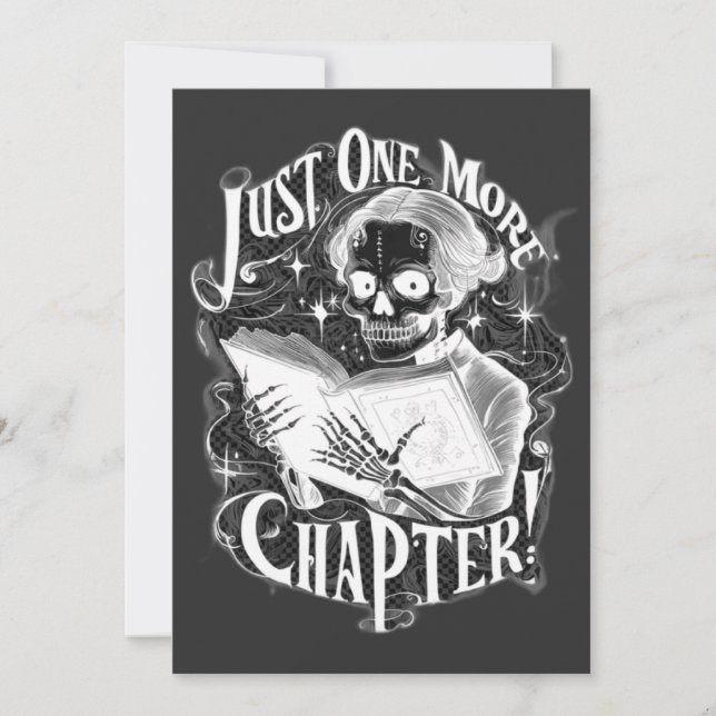 Just One More Chapter Skeleton Reader Funny  Holiday Card (Front)