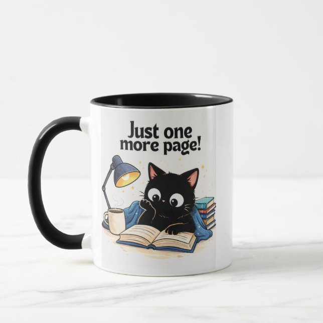 Just One More Page – Cat Reading Mug (Left)