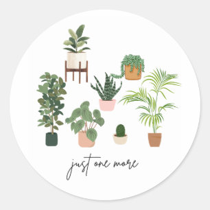 Just One More Plant Shirt, Plant lover green plant Classic Round Sticker
