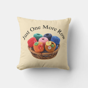 Just One More Row Knitting Pillow - Yarn Basket