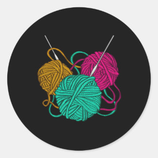 Just One More Row Wollen Yarn Crochet Love Classic Round Sticker