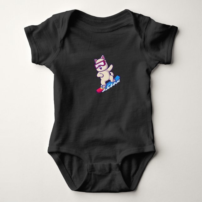 just one more snowboarding baby bodysuit (Front)