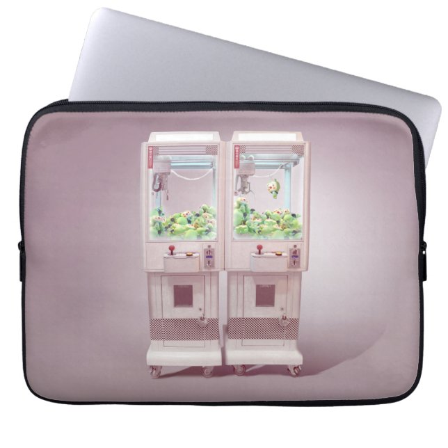 Just One More Try: Kawaii Pink Claw Machine Art Laptop Sleeve (Front)