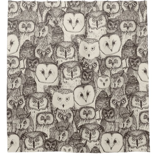 just owls natural shower curtain (Front)
