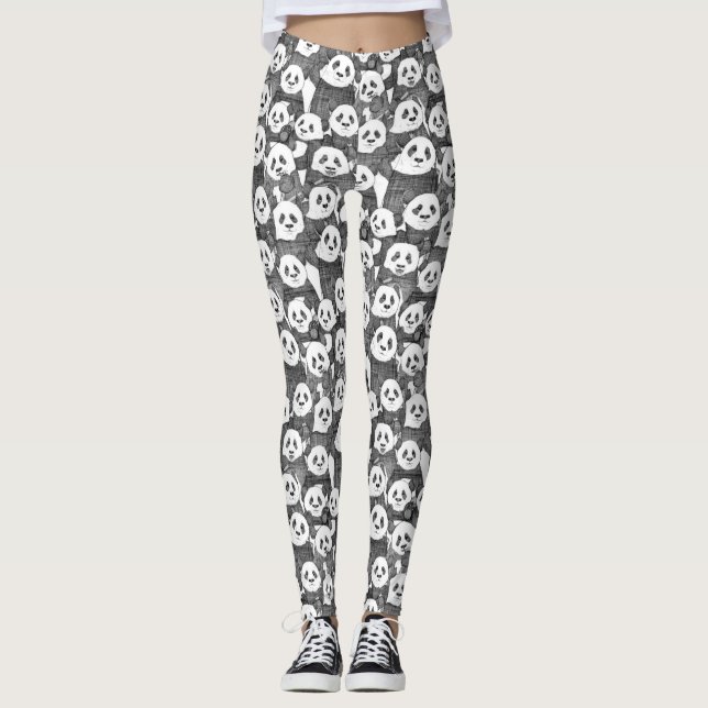 just panda bears black white leggings (Front)