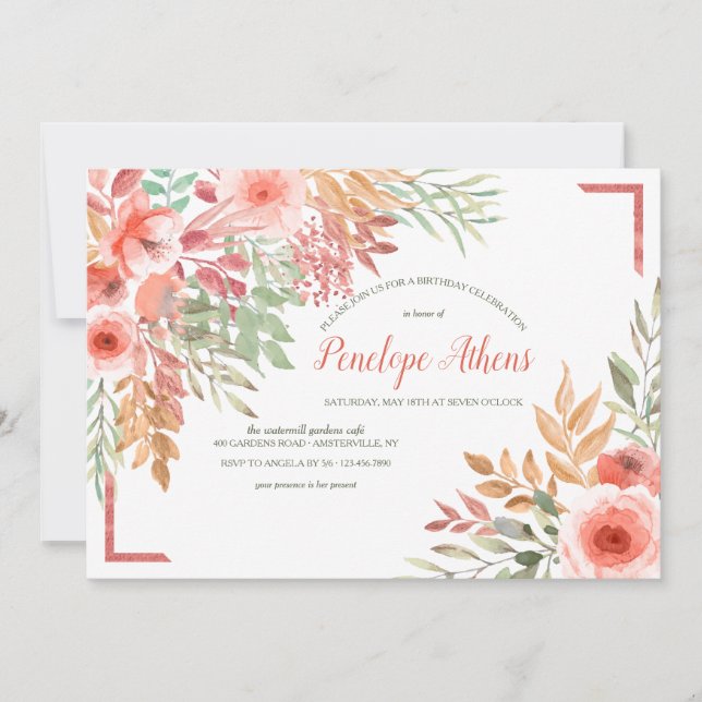 Just Peachy Birthday Party Invitation (Front)