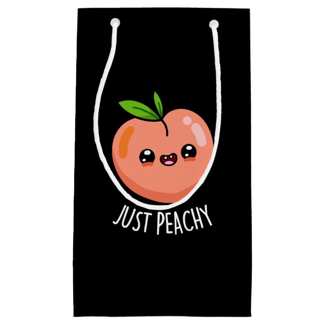 Just Peachy Funny Peach Pun Dark BG Small Gift Bag (Front)