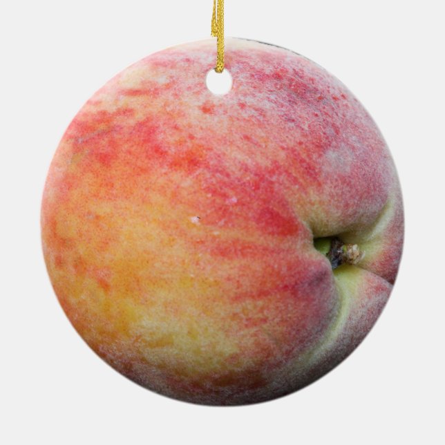 Just Peachy Jersey Peach Custom Text Ceramic Tree Decoration (Back)
