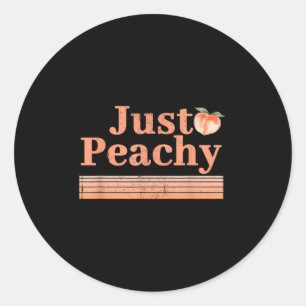 Just Peachy Summer Fruit Retro Graphic  Classic Round Sticker