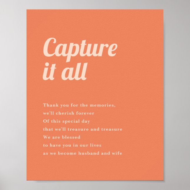 Just Peachy Wedding Disposable Camera Sign  (Front)