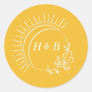 Just Peachy Wedding Thank You Classic Round Sticke Sticker