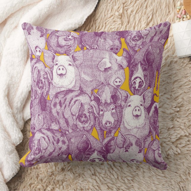 just pigs purple yellow cushion (Blanket)