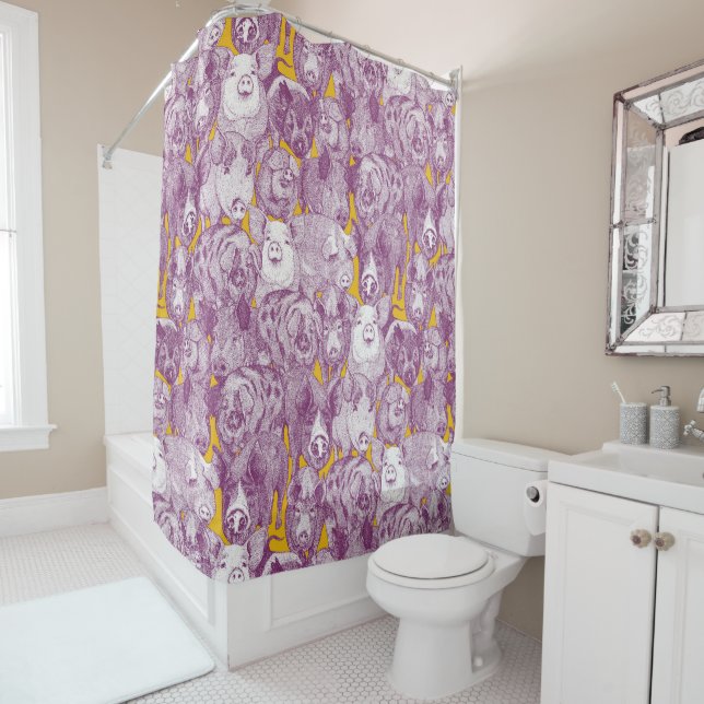 just pigs purple yellow shower curtain (In Situ)