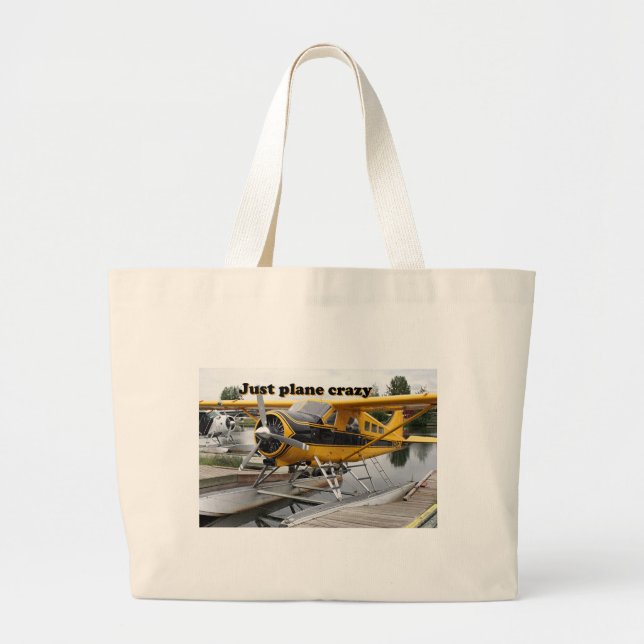 Just plane crazy: Beaver float plane, Alaska Large Tote Bag (Front)