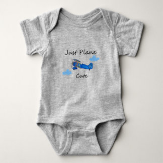 Just Plane Cute Blue Aeroplane and Clouds Aviation Baby Bodysuit