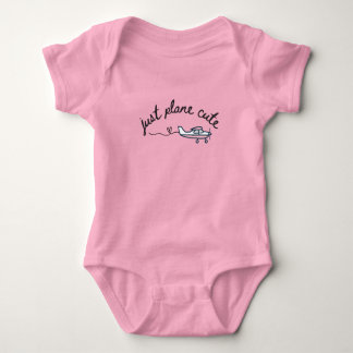 Just Plane Cute Pink Aeroplane and Heart Aviation Baby Bodysuit