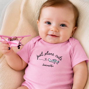 Just Plane Cute Pink Aeroplane Personalised Girl Baby Bodysuit
