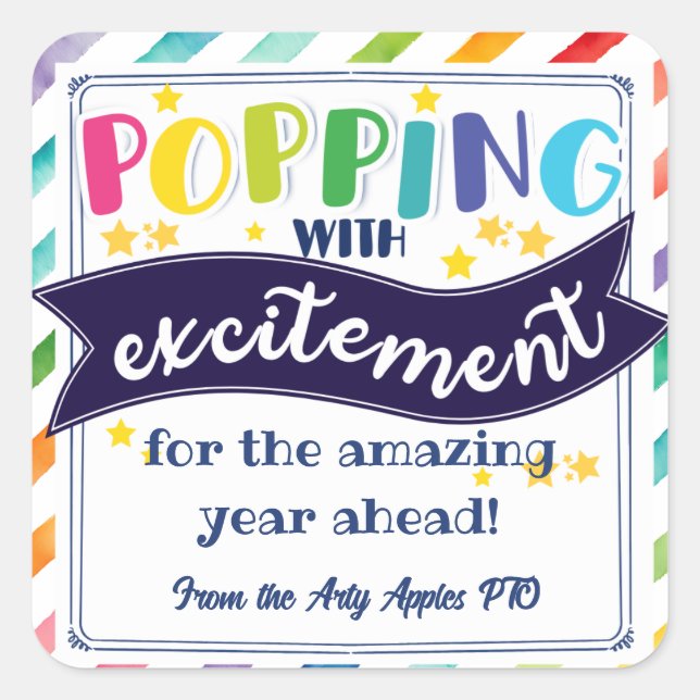 just popped by to say hello popcorn volunteer square sticker (Front)