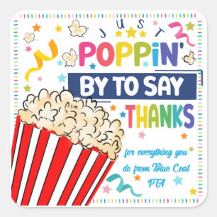 just popping by to say thanks popcorn volunteer square sticker