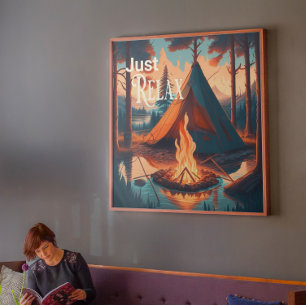 Just Relax   Camping themed    Digital Art Canvas Print