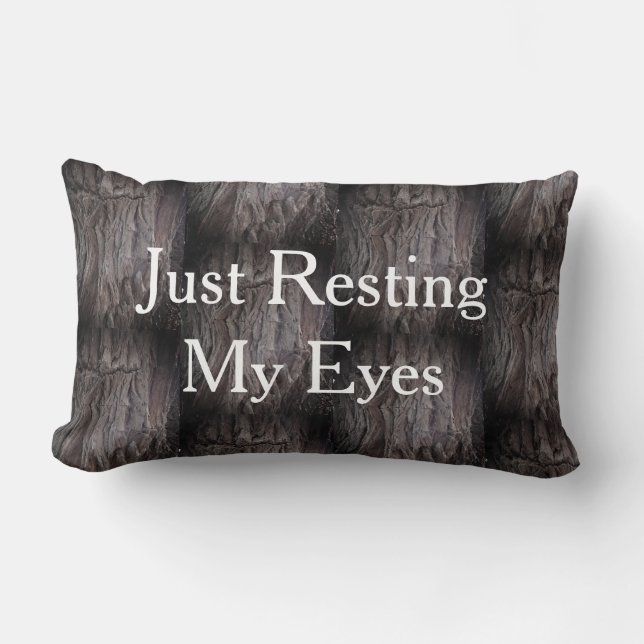 Just Resting My Eyes Abstract Rustic Dad Joke Lumbar Cushion (Front)