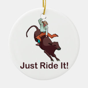 Just Ride It Cowboy and Bull Ceramic Tree Decoration