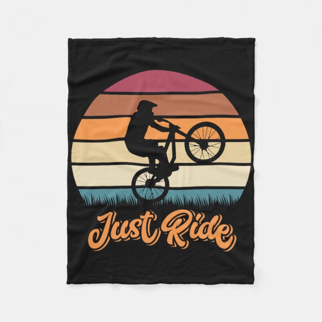 Just Ride Mtb Mountain Bike Gifts For Mountain Bik Fleece Blanket (Front)