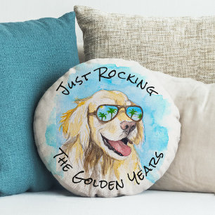 Just Rocking The Golden Years Funny Pun Retirement Round Cushion