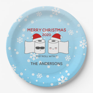 Just Roll With It Toilet Paper Funny Covid-19 Plate