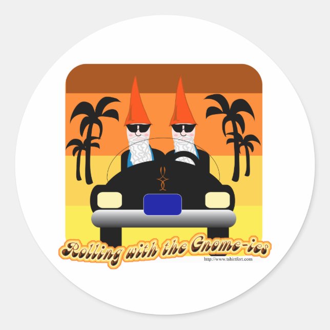 Just Rolling with the Gnom-ies Classic Round Sticker (Front)