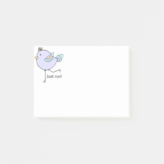 Just Run Cute Cartoon Running Chick Post-it Notes (Front)