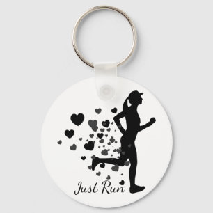 Just Run Fun Love Running Heart Key Ring