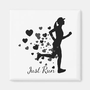 Just Run Fun Love Running Heart Magnet
