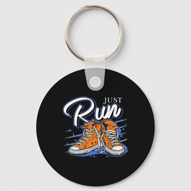 Just Run Runner Biathlon Jogging Triathlon Running Key Ring (Front)