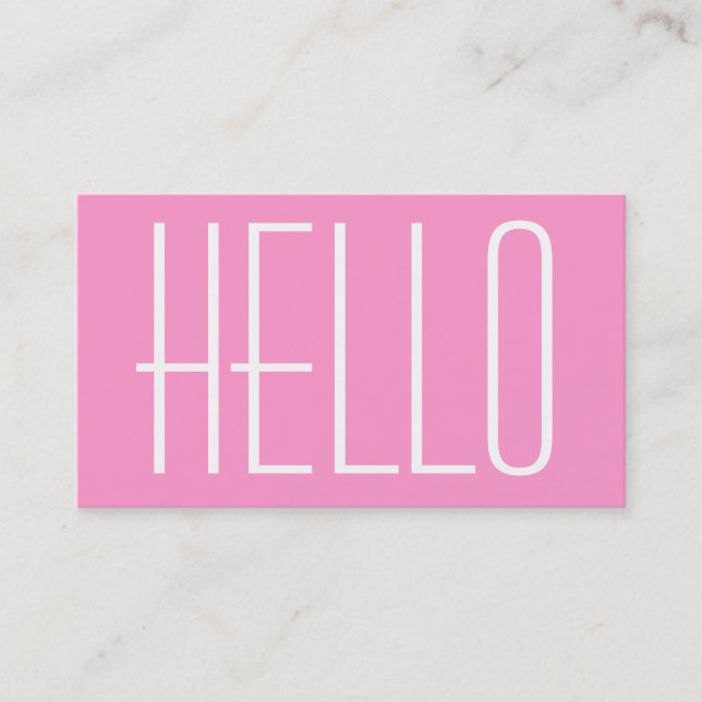 Just Say Hello Pink Business Card (Front)