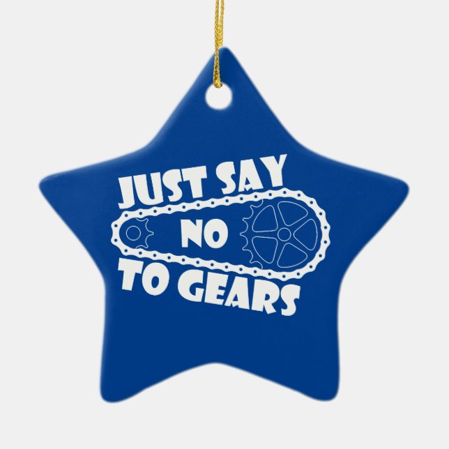Just Say No To Gears Ceramic Tree Decoration (Front)