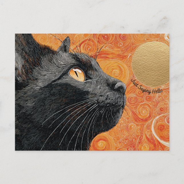 Just Saying Hello Cat Postcard (Front)