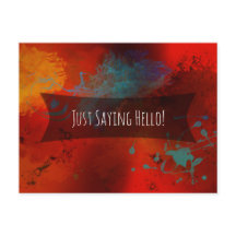 "Just Saying Hello" Red Abstract Digital Art Note