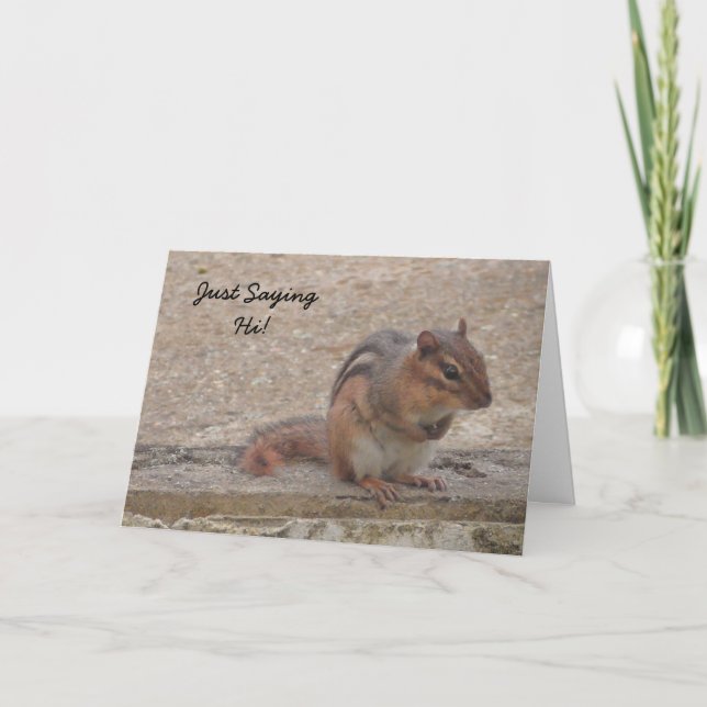Just saying Hi, cute chipmunk Miss You card (Front)