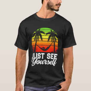 Just See Yousef Retired Retro Sunset Palm Trees Ha T-Shirt