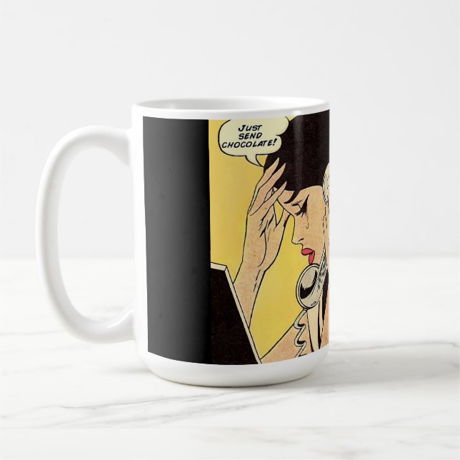 Just Send Chocolate Vintage art Coffee Mug (Left)