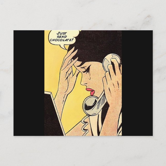Just Send Chocolate Vintage comic art Postcard (Front)