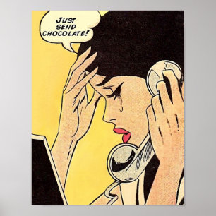 Just Send Chocolate Vintage comic art Poster