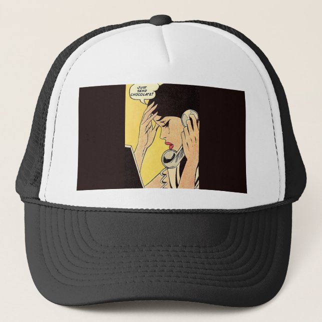 Just Send Chocolate Vintage comic art Trucker Hat (Front)