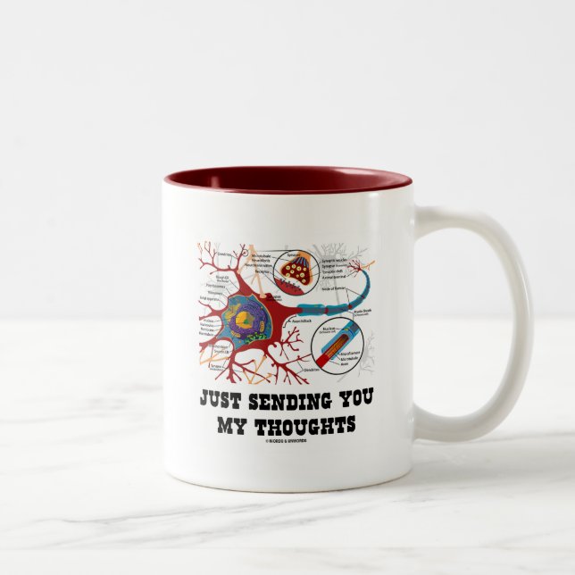 Just Sending You My Thoughts (Neuron / Synapse) Two-Tone Coffee Mug (Right)