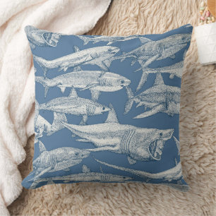 just sharks cobalt denim cushion