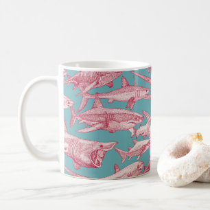 just sharks viva magenta turquoise coffee mug